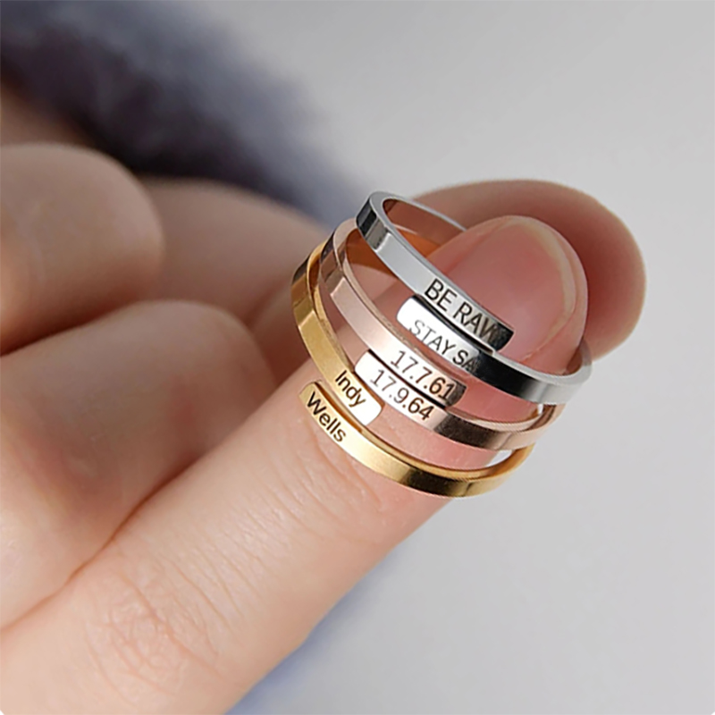 Wedding Z - Personalized Customized Stainless Steel Aadjustable Engraved