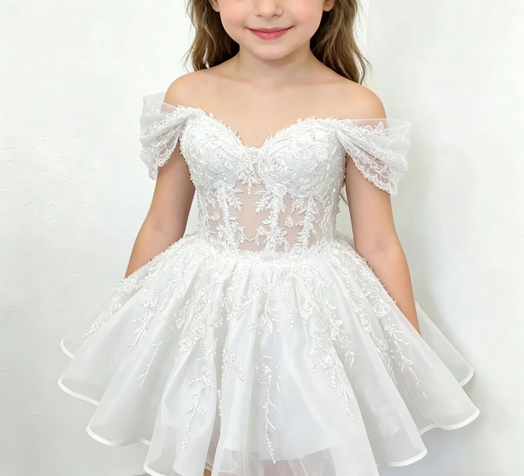 Bridal Sash Ribbon - White Customized Off Shoulder Black Knee