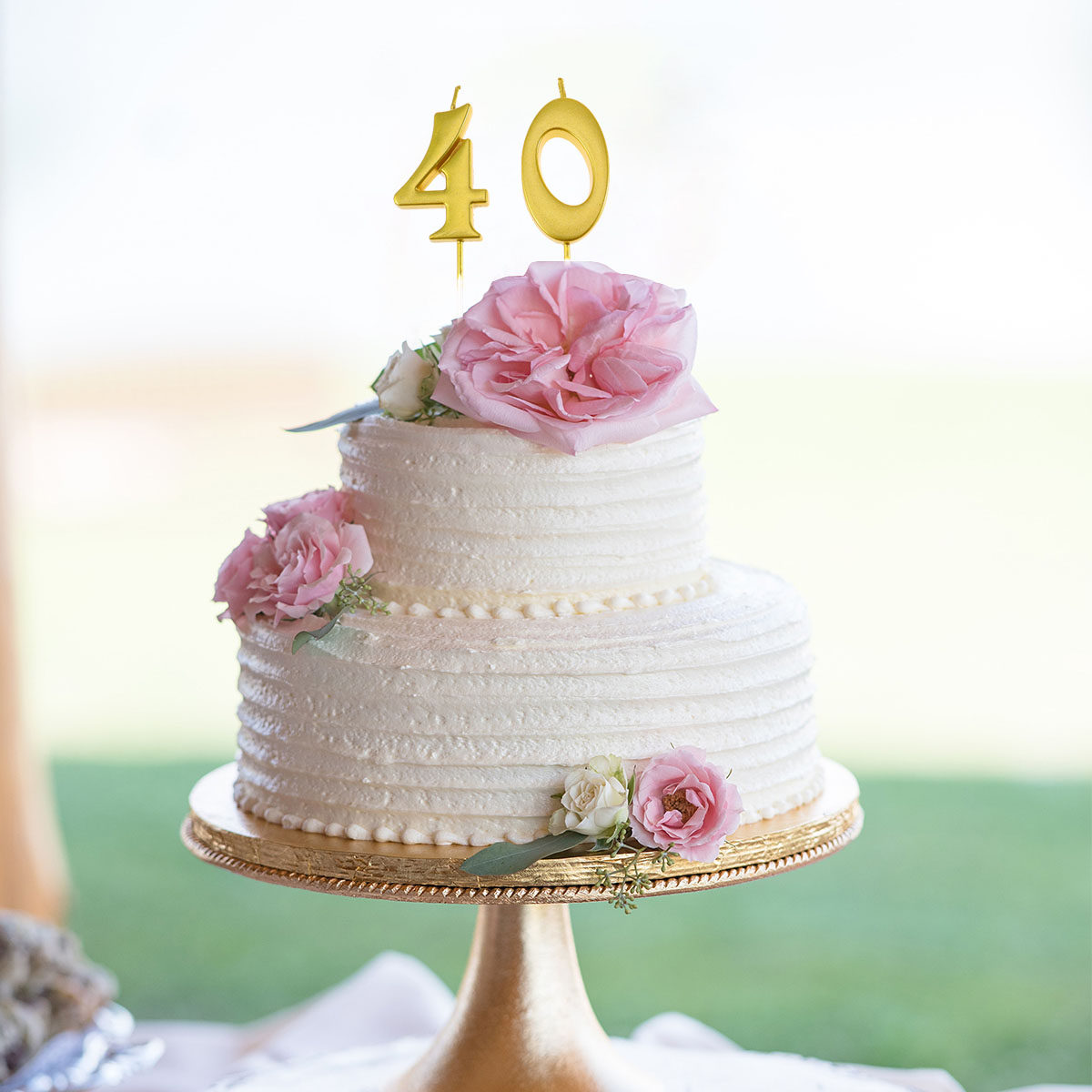 Wedding Cake Supply - 2Pcs 40 Birthday Number Candles Golden