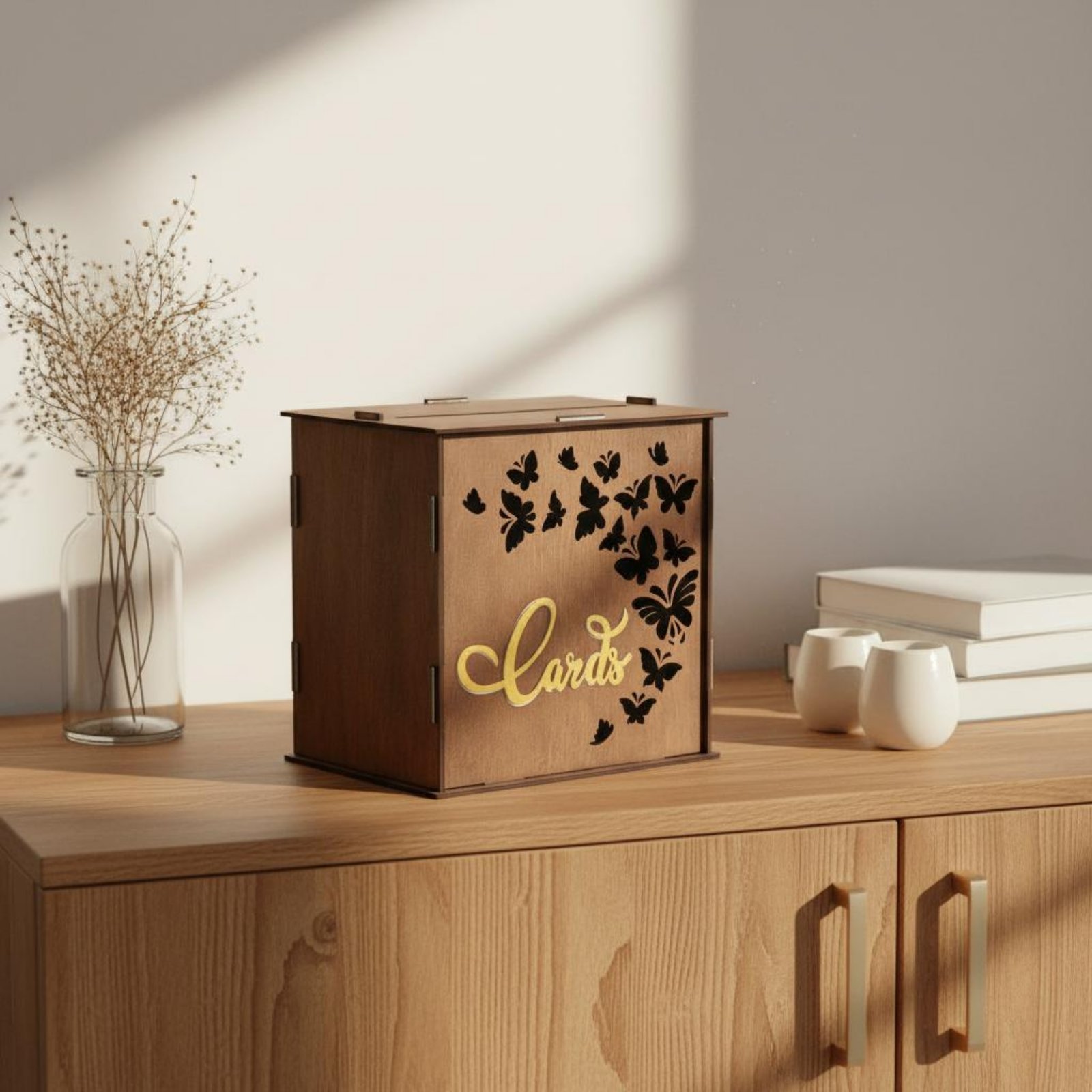 Wedding Card Box - Wedding Card Box Cards Slot Wooden