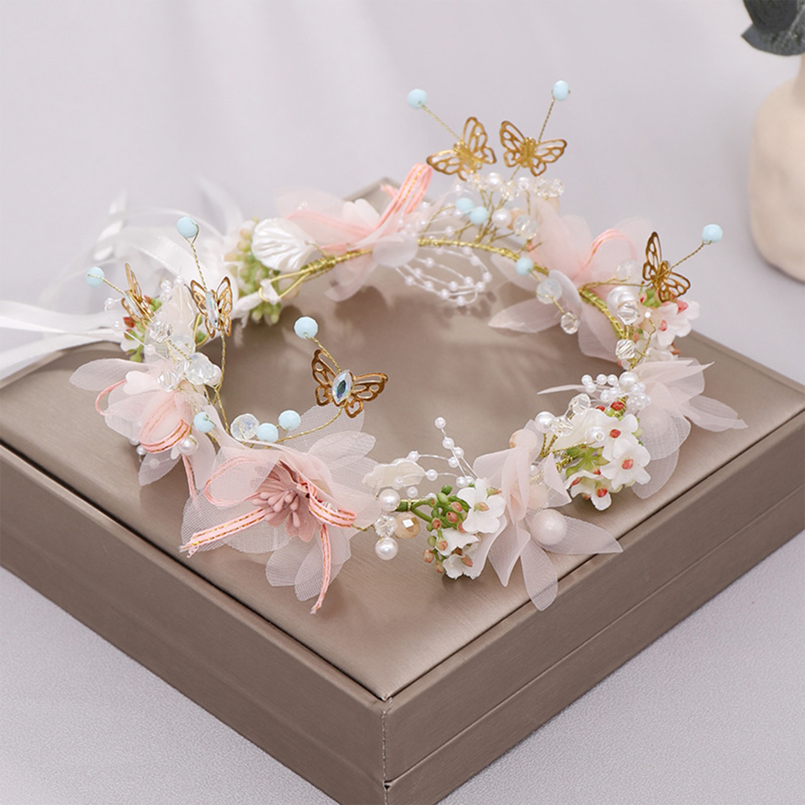 Wedding Supply List - Women Girls Flower Headband Bride Butterfly