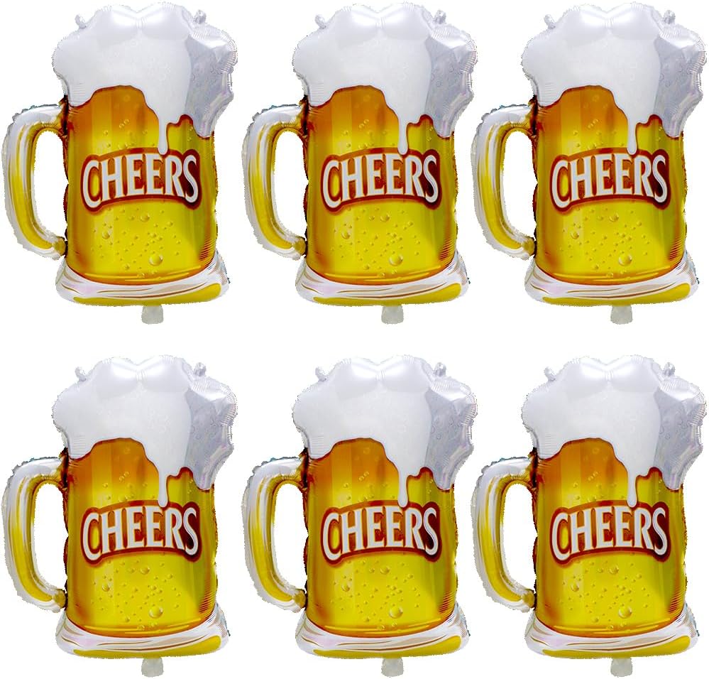 Wedding Alcohol Supply - 6pcs Cheers Beer Mug Balloons Alcohol