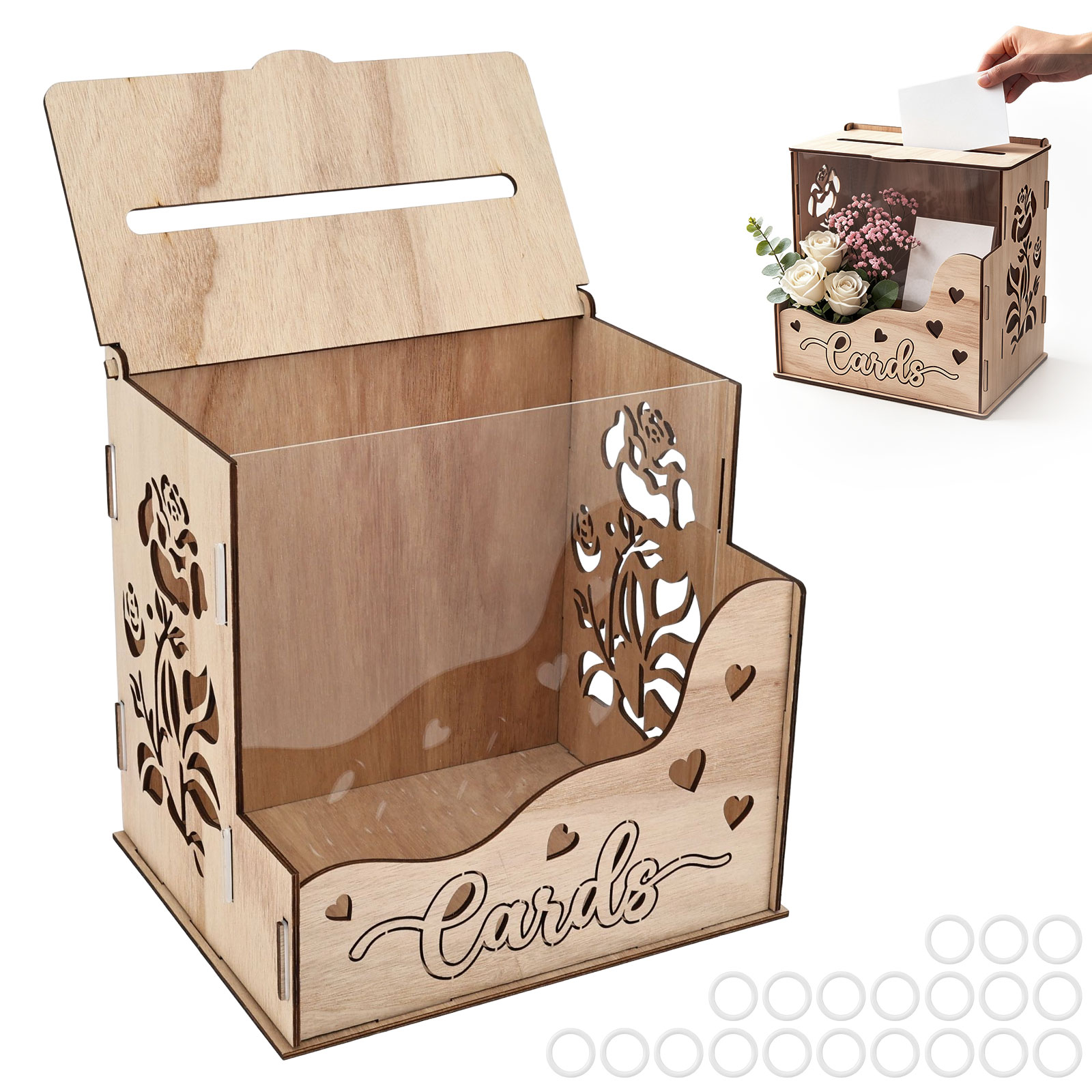 Wooden Party Card Box with Acr - Wedding Card Box recension och pris