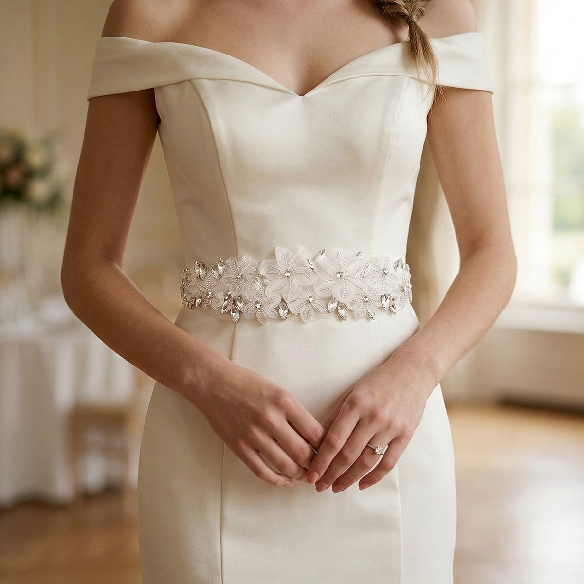 Romantic 3D Floral Bridal Belt - Bridal Sash Ribbon recension och pris