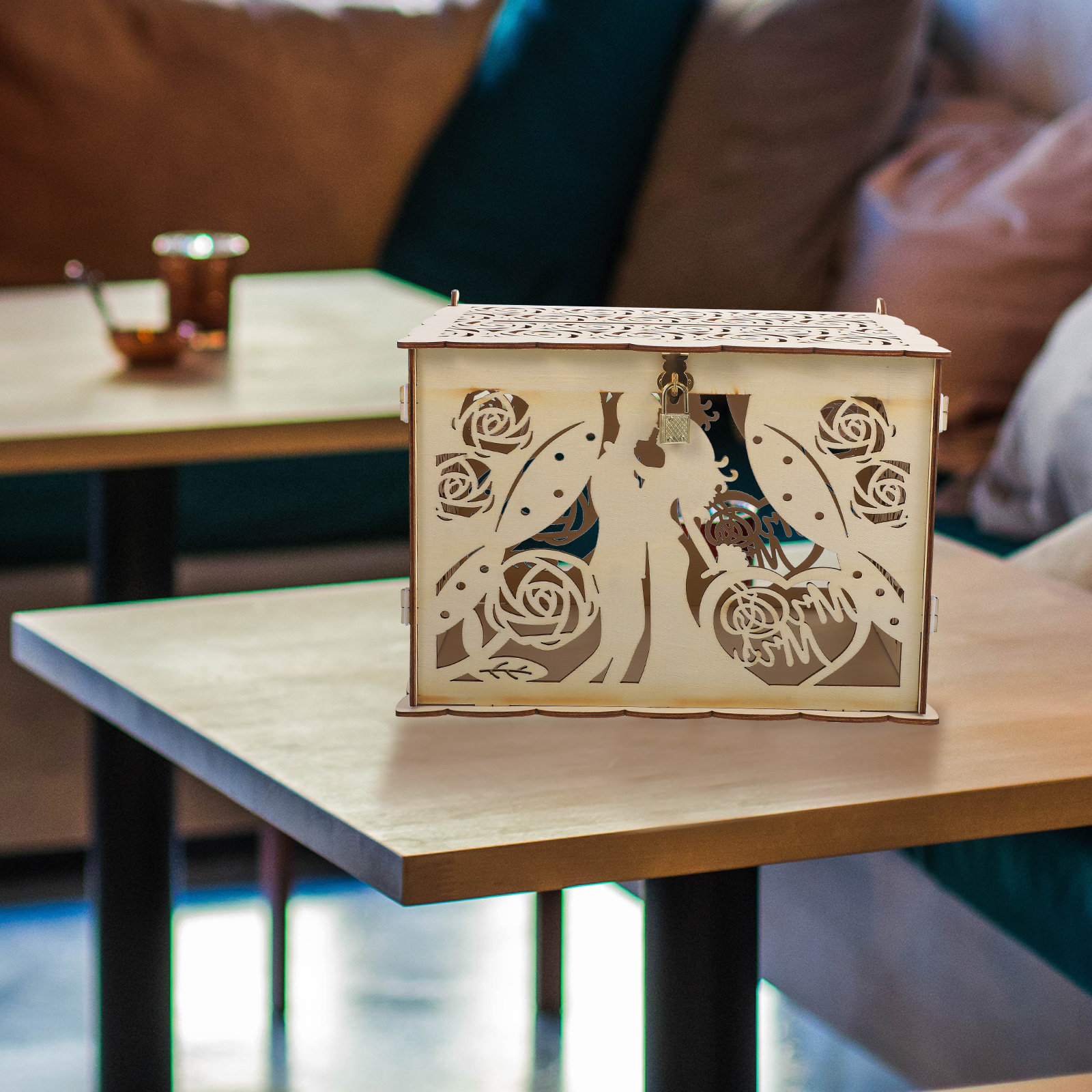 Hollowed Out Rustic Wooden Wed - Wedding Card Box recension och pris