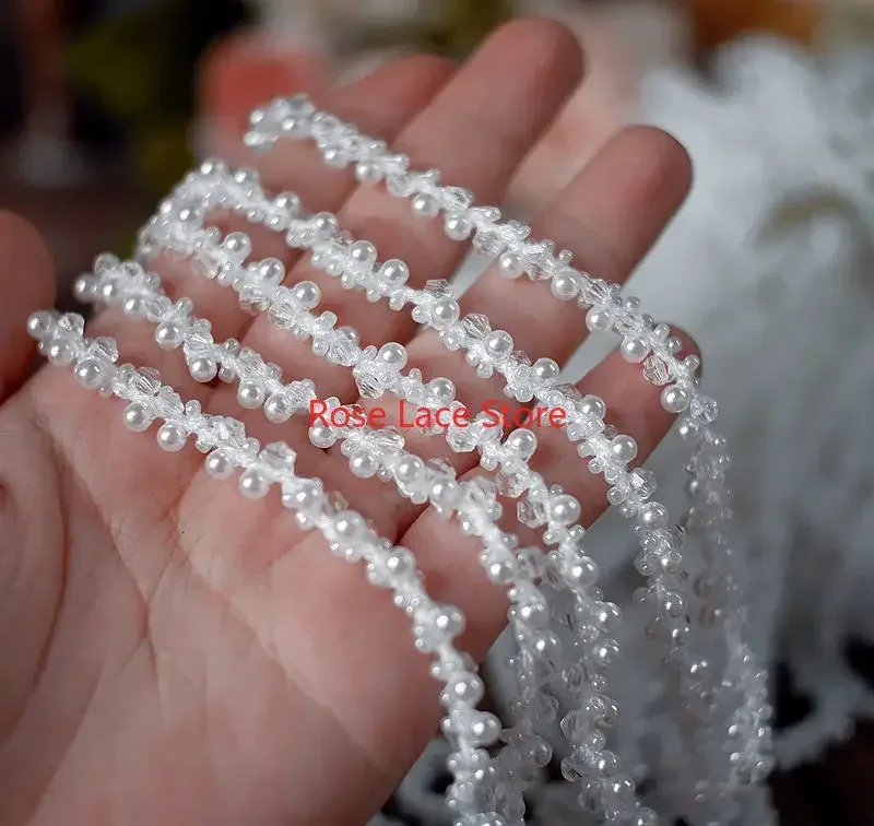 3 Yards Pearl lace trim, pearl - Bridal Sash Ribbon recension och pris
