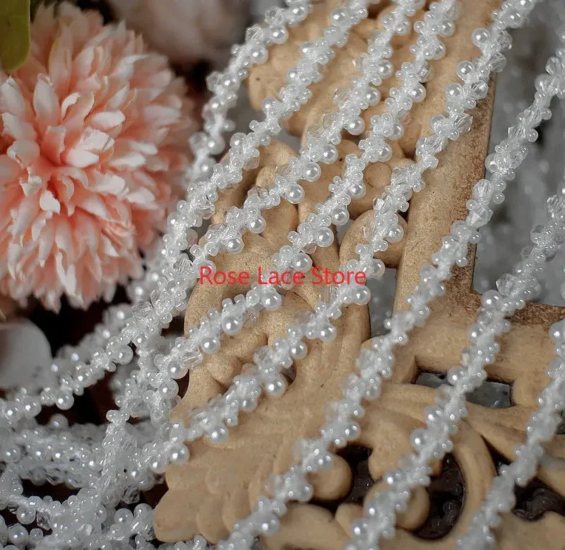3 Yards Pearl lace trim, pearl - Bridal Sash Ribbon recension och pris
