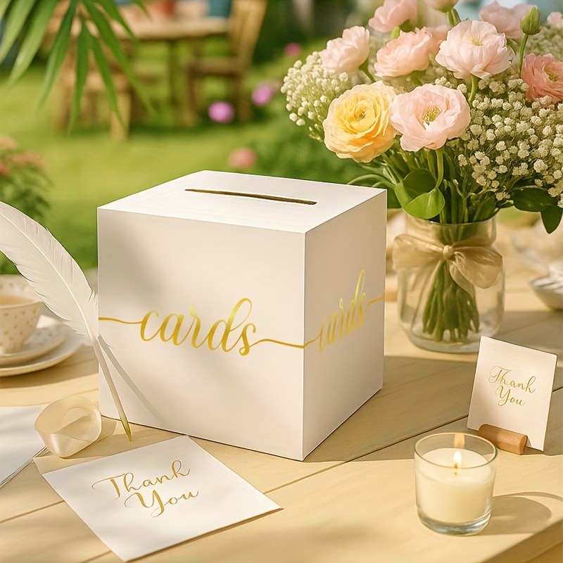 4pcs White Wedding Card with G - Wedding Card Box recension och pris
